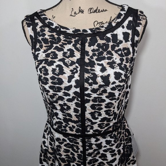 NWT Adrianna Papell Leopard Animal Print Dress - Mesh Piping size 10 - Picture 3 of 11